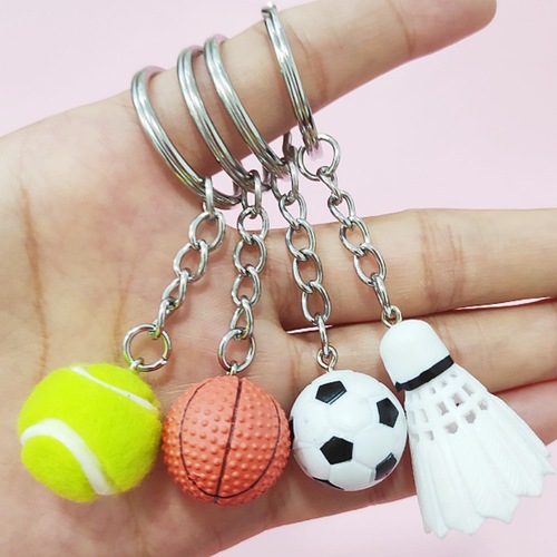 2CM Tennis Ball Keychain Hook Casual Tennis Key Ring Gift Fashion Badminton Key Ring Craft