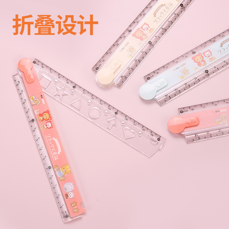Hobby Stationery Easy Bear Functional Ruler 30cm Transparent Ruler for Students Stationery Graduated Ruler Folding Scale