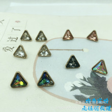 精致三角形金属纽扣 镭射彩色镶砖金属扣 服装装饰扣子 现货批发