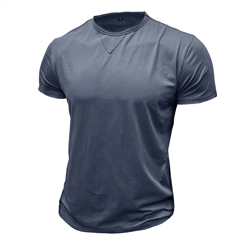 Men's Solid Colour Round Neck Short Sleeve T-shirt Summer Top_voghion.com
