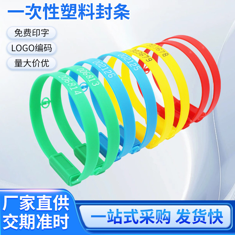一次性塑料封条货柜车油罐车铅封编织袋封签标记标签尼龙扎带210