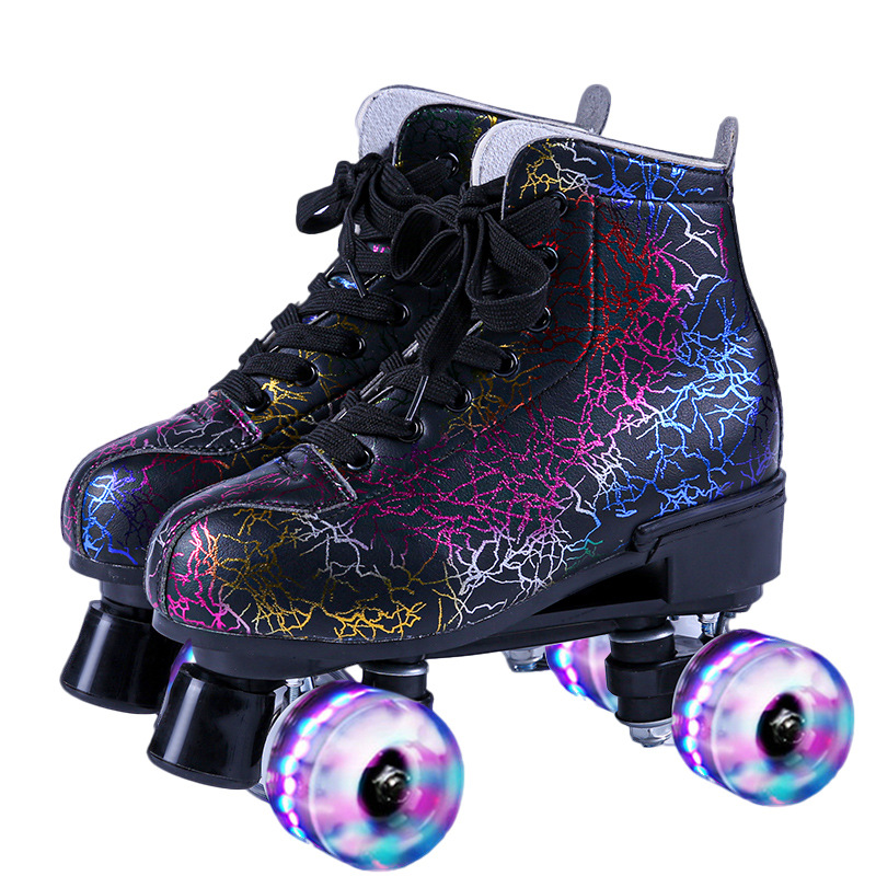 Patines de doble fila cuatro patines relámpago patines de rodillo hombres y mujeres adultos patines de rodillo de doble deportes patines transfronterizos