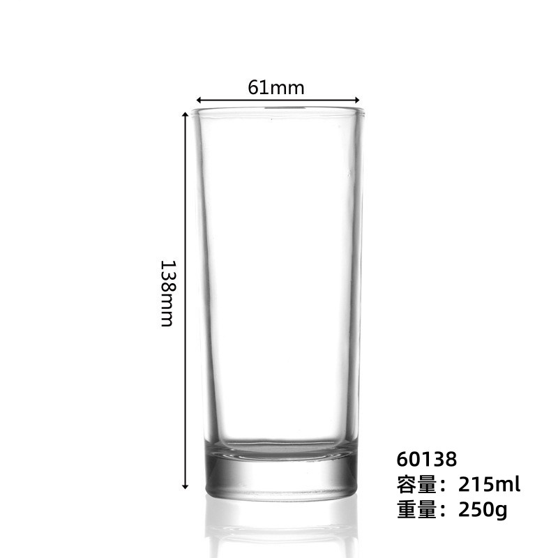 Taza de agua de vidrio al por mayor taza de cuerpo recto taza de té transparente taza de leche de desayuno taza de cerveza taza de cerveza puede imprimir logotipo