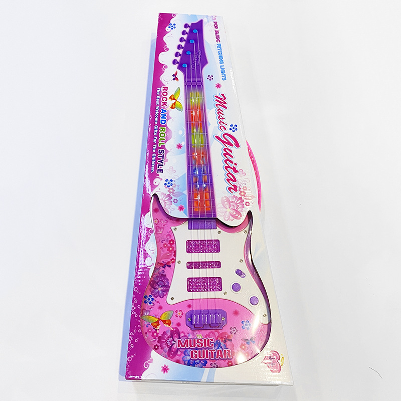 Transfronterizo Nueva simulación de música flash de guitarra de música de luz ABS guitarra de instrumentos musicales para niños guitarra