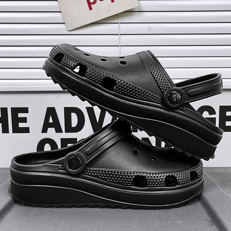 洞洞鞋踩屎感男士拖鞋兩用鏤空花園鞋大碼沙灘鞋厚底涼鞋男款軟底