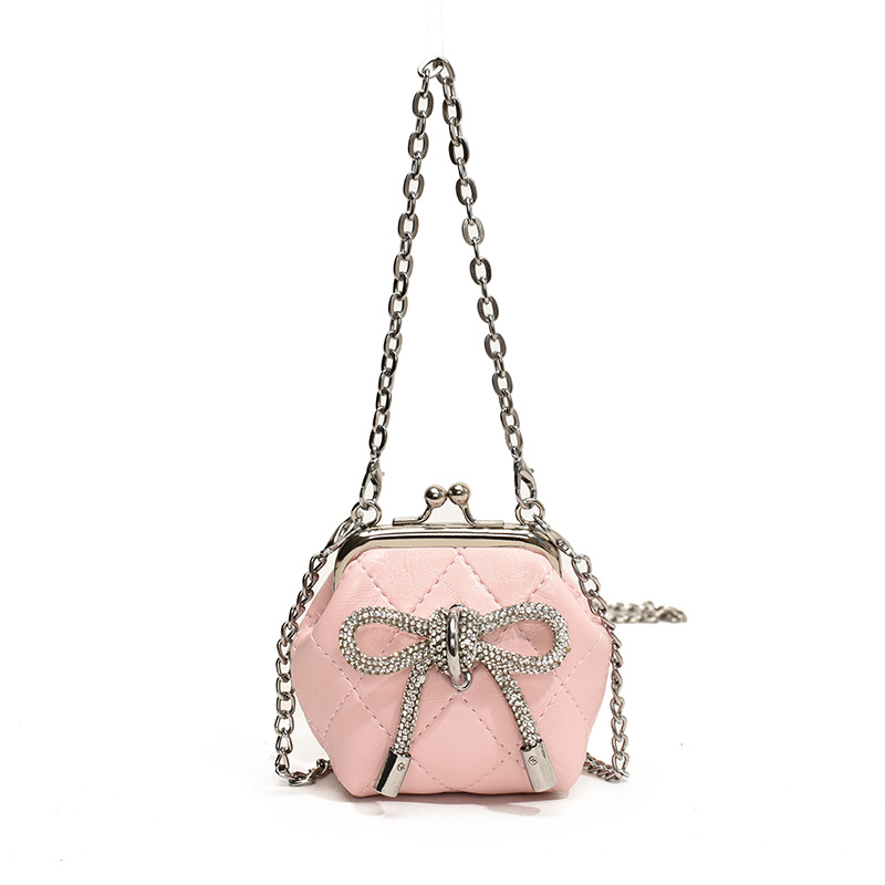 Bolsa de hombro coreana para niñas, arco de diamante de estilo extranjero, abrazadera de abrazadera para niños, nuevo bolso de cadena para niños