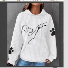 2024跨境新款华夫格连帽卫衣男女3D打印休闲连帽情侣卫衣