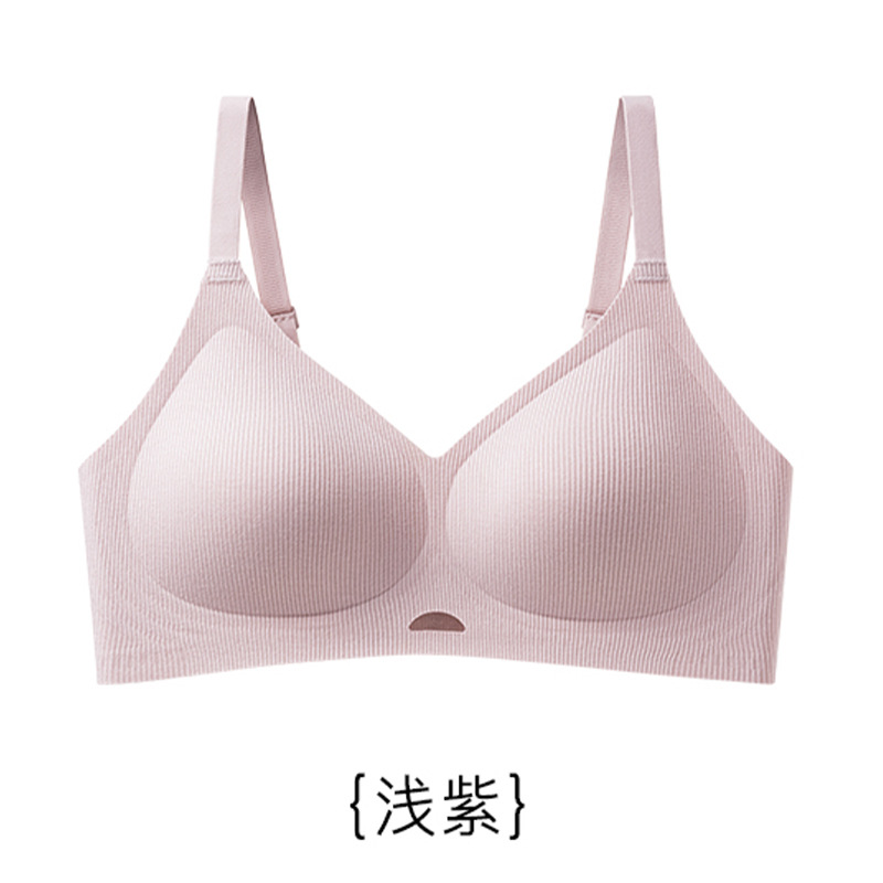 Ropa interior sin sentido con soporte suave roscado, sujetador sin anillo de acero recogido de pecho pequeño para mujer, sujetador de copa fija con soporte superior anti-caída