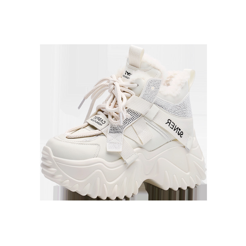 Giày sneaker nữ đế dày phong cách Hàn Quốc, lót lông cừu giữ ấm, tăng chiều cao — M2993 Trắng một lớp, M2993-1 plus nhung xám, M2993 plus trắng nhung, M2993-1 plus nâu nhung