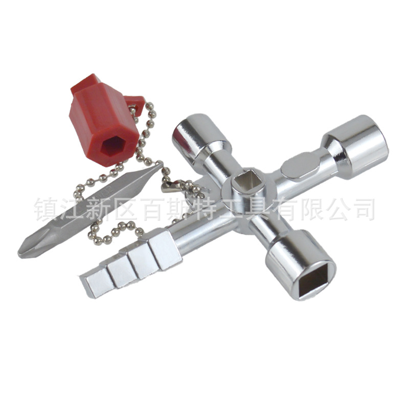 多功能扳手工具内三角银色四合一宝塔带批头钥匙扳手