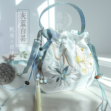 （实体跨境货源 不分销 不代发）汉元素绣花古风手提汉服荷包斜挎