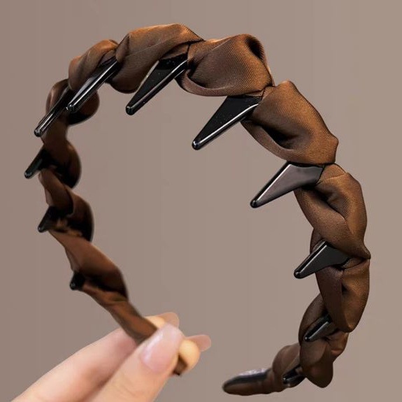 # 208 coffee color satin wavy hairband