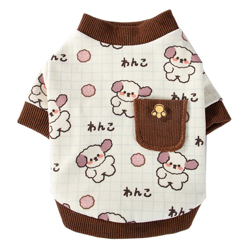 Ropa para mascotas para otoño e invierno, ropa de casa cálida estilo oso con bolsillos, capa base de estilo adorable para gatos y perros pequeños, atuendo de dos patas.
