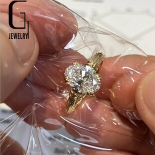 18K Gold Inlaid Laboratory-Grown Diamond D Color Vvs1 Oval 1 Carat Cvd Women's Ring Bracelet