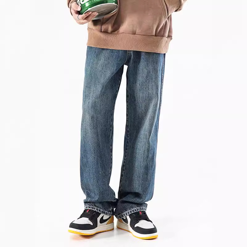 Ropa para hombre xxbro # Vaqueros adelgazantes de marca de moda urbana, pantalones anchos y holgados, pantalones largos versátiles de pierna recta, elegantes.