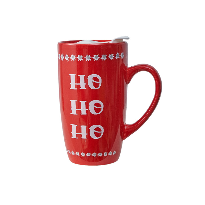 Creativo Navidad nuevo regalo Taza de cerámica de gran capacidad taza de agua con tapa letras impresas taza de alta apariencia