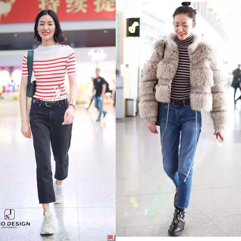2024 Spring and Summer New Style Ag002 Dark Gray Ag003 Dark Blue European and American High-Waisted Straight Nine-Point Jeans for Women