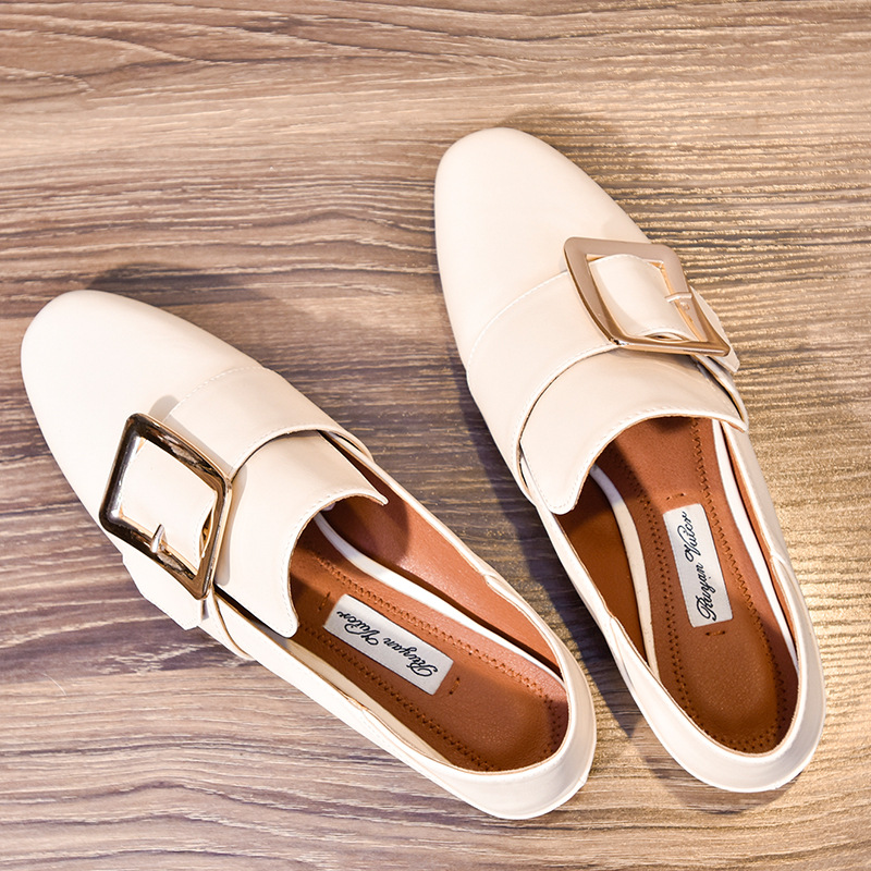 [재고] 스퀘어 버클 로퍼 여성용 플랫 슈즈 세대