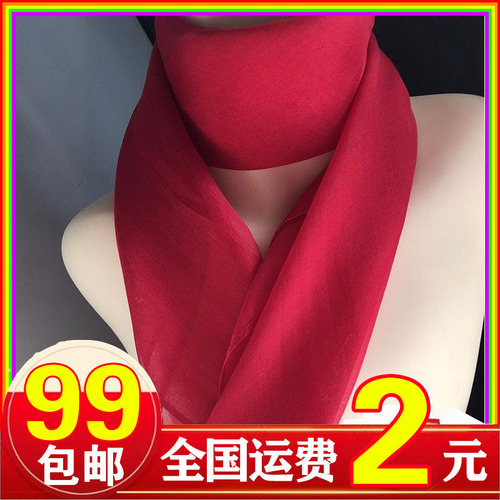 Triangle scarf for neck, thin, silk fashion, stylish, cute, spring and summer red square, versatile, chiffon decorated, cotton
