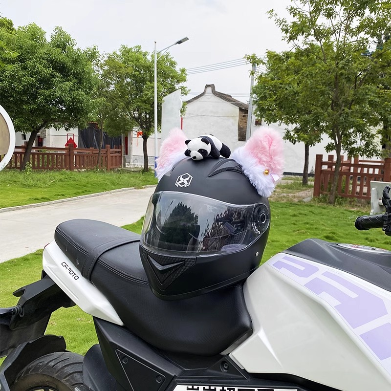 Cute Plush Cat Ear Helmet Decoration Motorcycle Electric Car Helmet Accessories