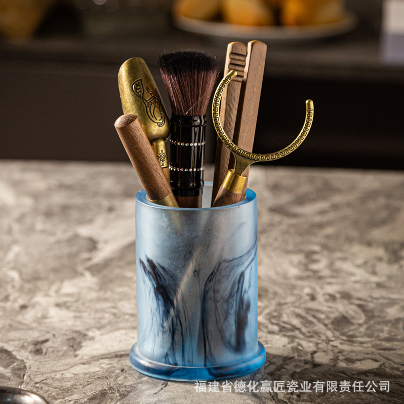 Transfronteriza nórdica ins viento resina de pino tinta caja de almacenamiento de cepillo caja de almacenamiento de resina escritorio bolígrafo mesa de tocador