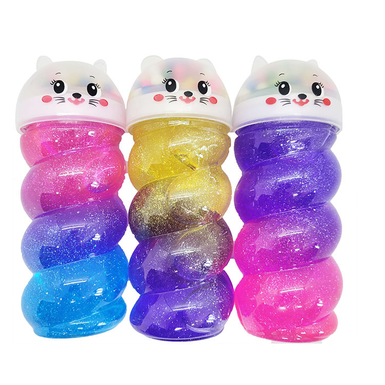 Cruz-frontera de los niños cristal de barro burbuja soplado gradiente perla colorido cristal barro espuma pegamento delgado ventas directas de la fábrica