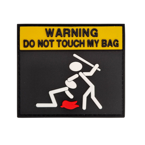 PVC橡胶徽章警示标志请勿触摸 3D凹凸臂章背包服饰个性贴片