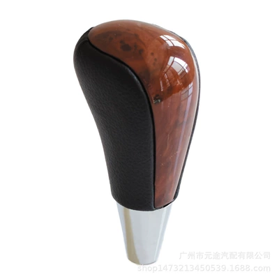 Suitable for Toyota Corolla Camry Harrier Crown Land Cruiser Peach Wood Gear Head (Sürətlər qutusu və əl tormozu başlıqları) - sk-toyota01-peach-wood-grain-black-leather