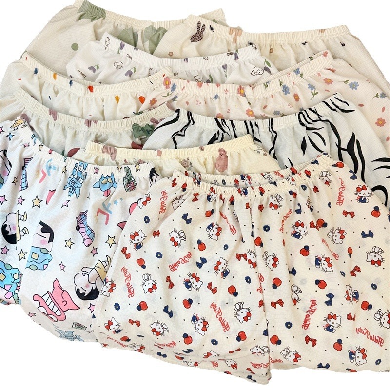 Nuevos pantalones caseros de verano lindos y dulces pantalones cortos casuales delgados de algodón casero de mujeres de tela de dibujos animados comercio exterior al por mayor