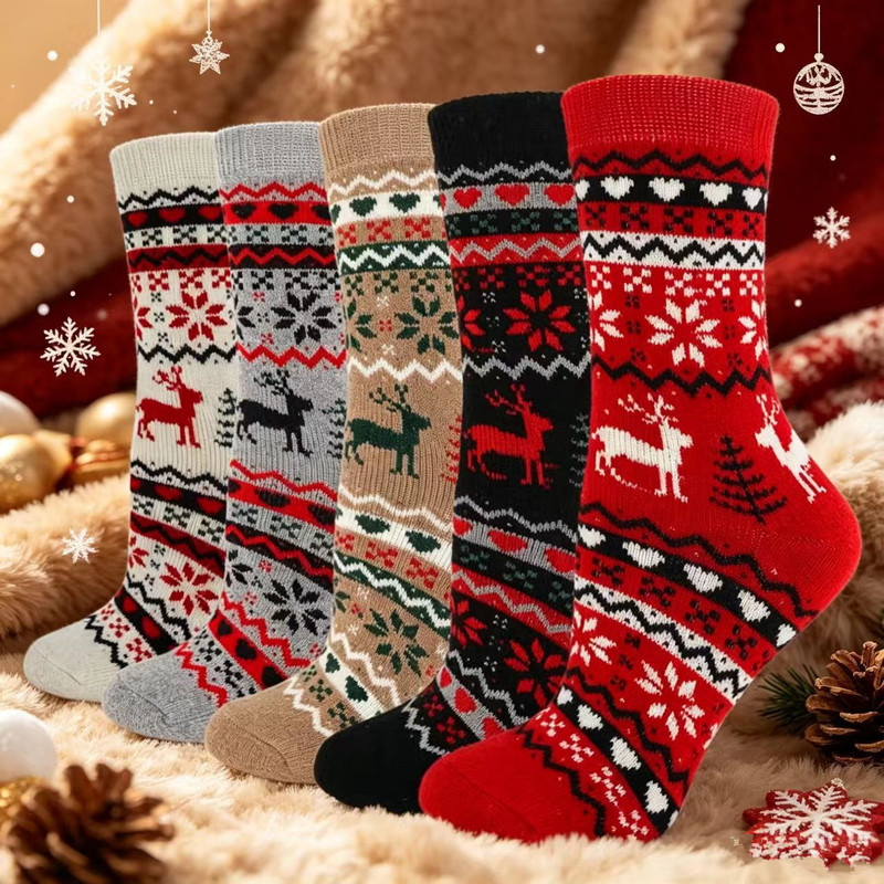 Christmas Amazon Women's Wool Socks Crew Winter Socks Thick Winter Gift Warm Wool Socks Thick Socks