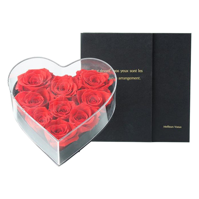 Caja de Flores en Forma de Corazón con Rosas para el Día de San Valentín, Regalo para el Día de la Madre, Flores Acrílicas Eternas al por Mayor, Flores Secas