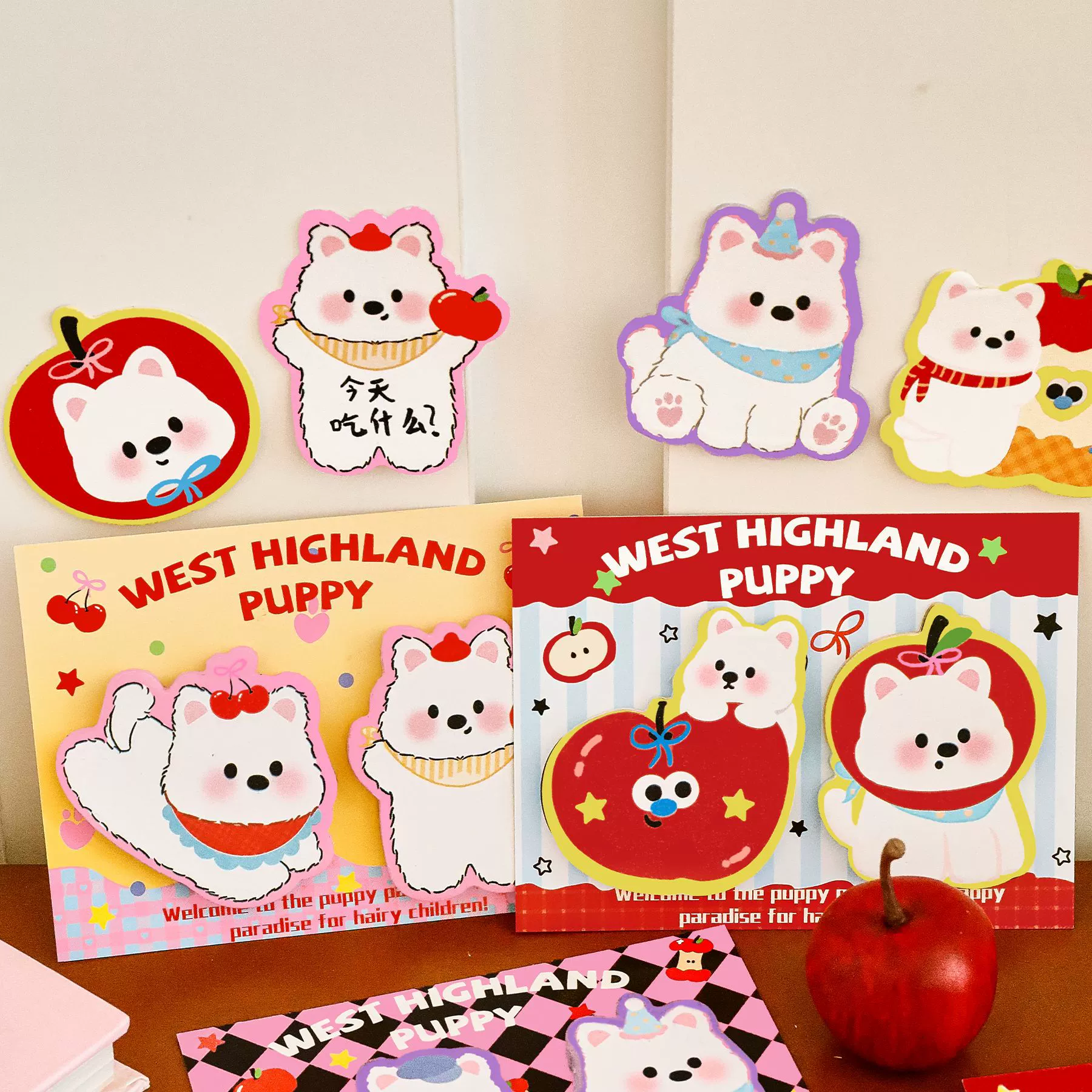 Карикатурные заметки-приколы Комбинация Записки Post-It West Highland Student Cute Handbook Note Paper Office Memo Message Poster N Times Poster