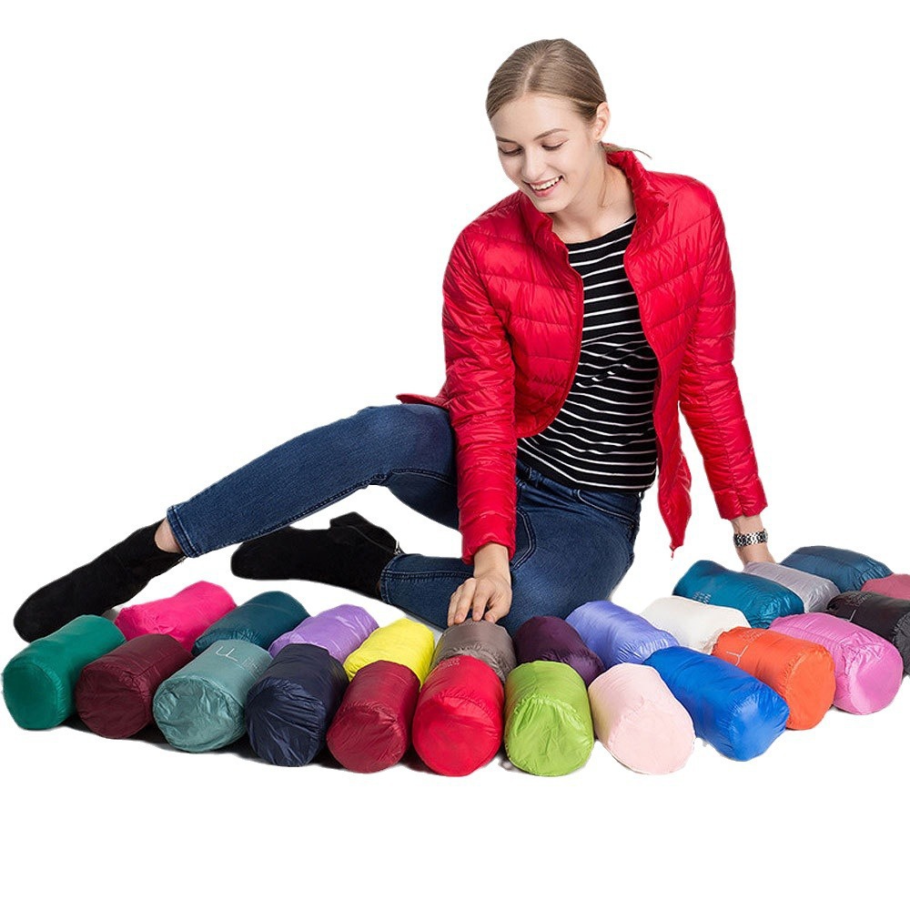Mujer Ultra Light Down Coats Chaqueta acolchada de algodón para mujer Chaqueta acolchada de invierno con cuello alto y ligero