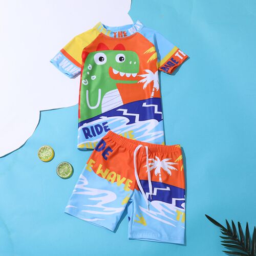 Cartoon Children's Swimwear for Boys, Unisex, S, M, L, Flat-Footed, Separate Swimwear, Quick-Drying Swim Trunks Set, Very Cute