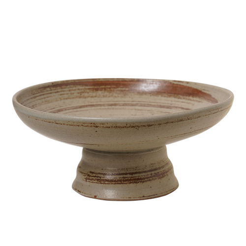Stoneware Chinese-style high-footed tea tray, retro-style tea ceremony, Zen-like snack plate for Buddha, ceramic high-footed dried fruit snack tray