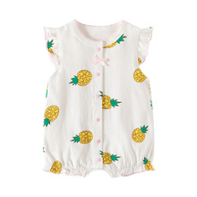 婴儿连体衣夏装0-3月女宝宝纯棉爬服薄款新生儿6个月可爱菠萝爬服