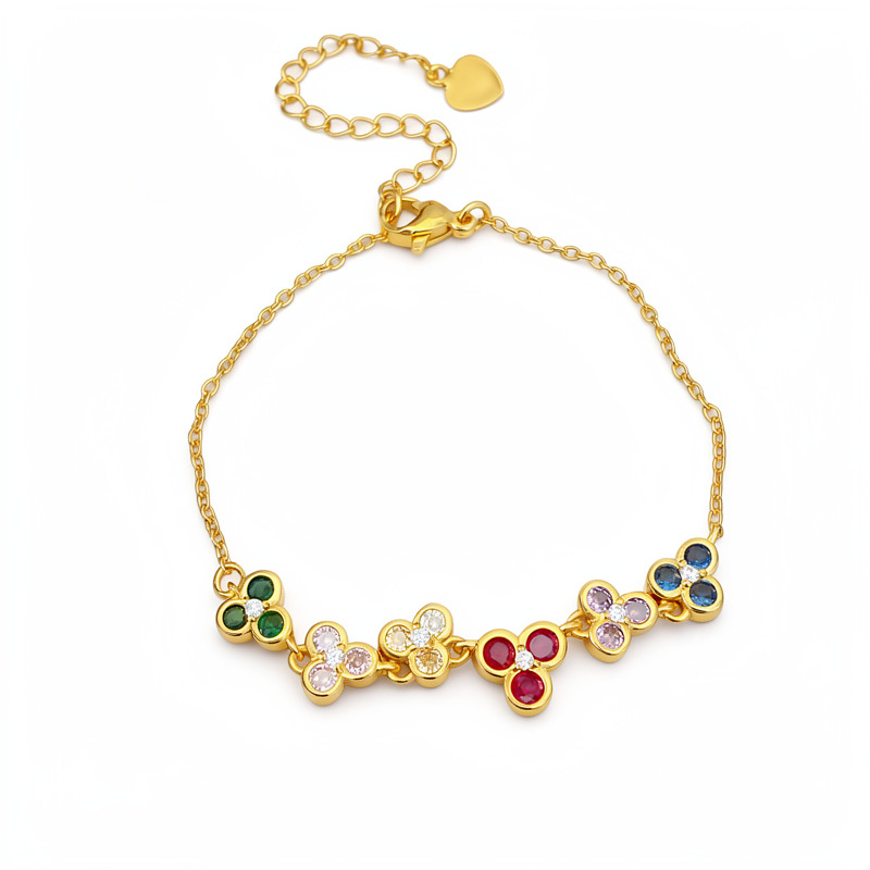 Zircon geométrico redondo color pulsera de flores lujoso ligero pulsera de alta sensación temperamento simple casual moda joyería de mano mujer