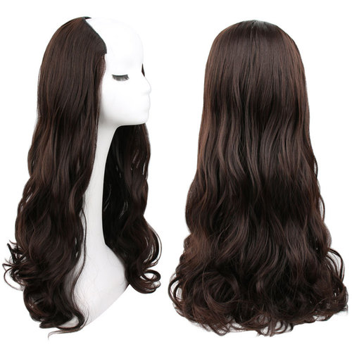 Wig long hair one piece long curly V-shaped hair extension invisible fluffy big wave artificial hair wig