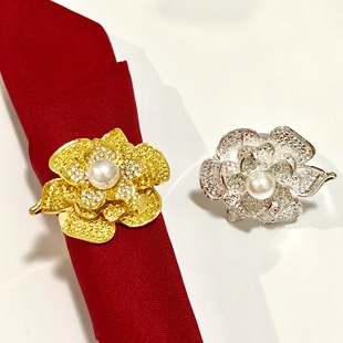 Cross-Border Hot-Selling Tableware Diamond Napkin Buckle Napkin Ring Napkin Ring Alloy Cloth Ring Cloth Ring Manufacturer Wholesale