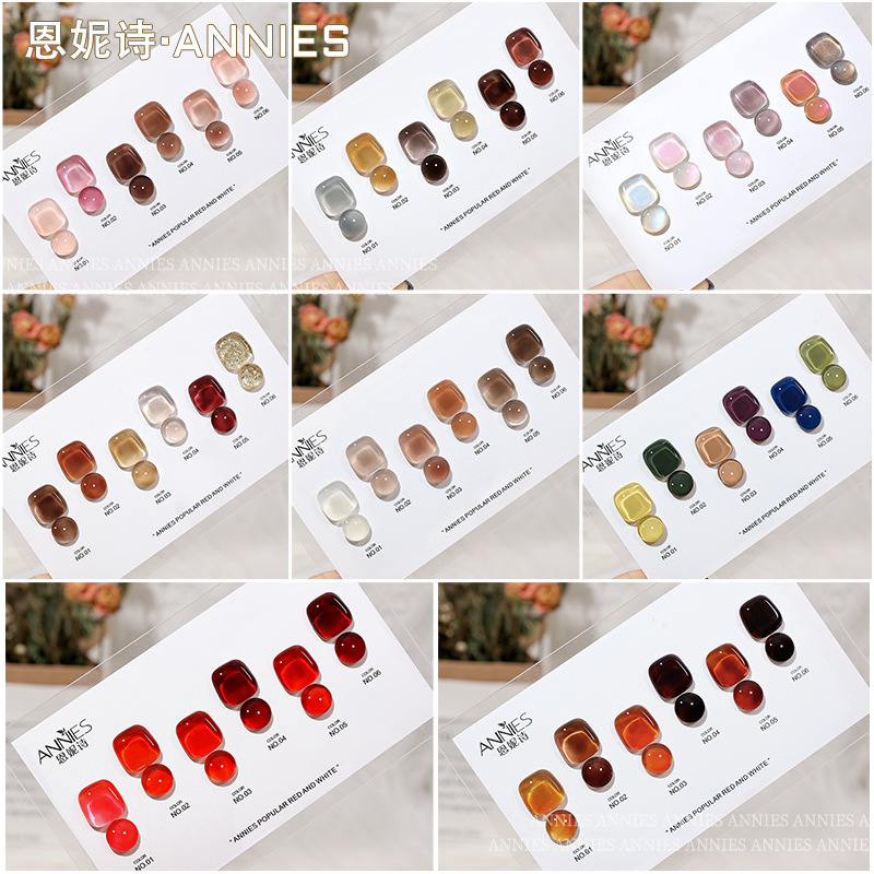 Ennishi traje de 6 colores esmalte de uñas pegamento temporada serie de color transparente 2023 nuevo color popular conjunto pequeño pegamento de fototerapia
