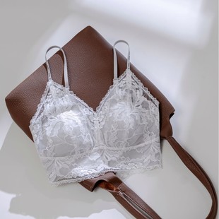 Letter Shoulder Strap Vest Underwear Women's Rabbit Ear Cup Sexy French Lace Suspender Beautiful Back Bra