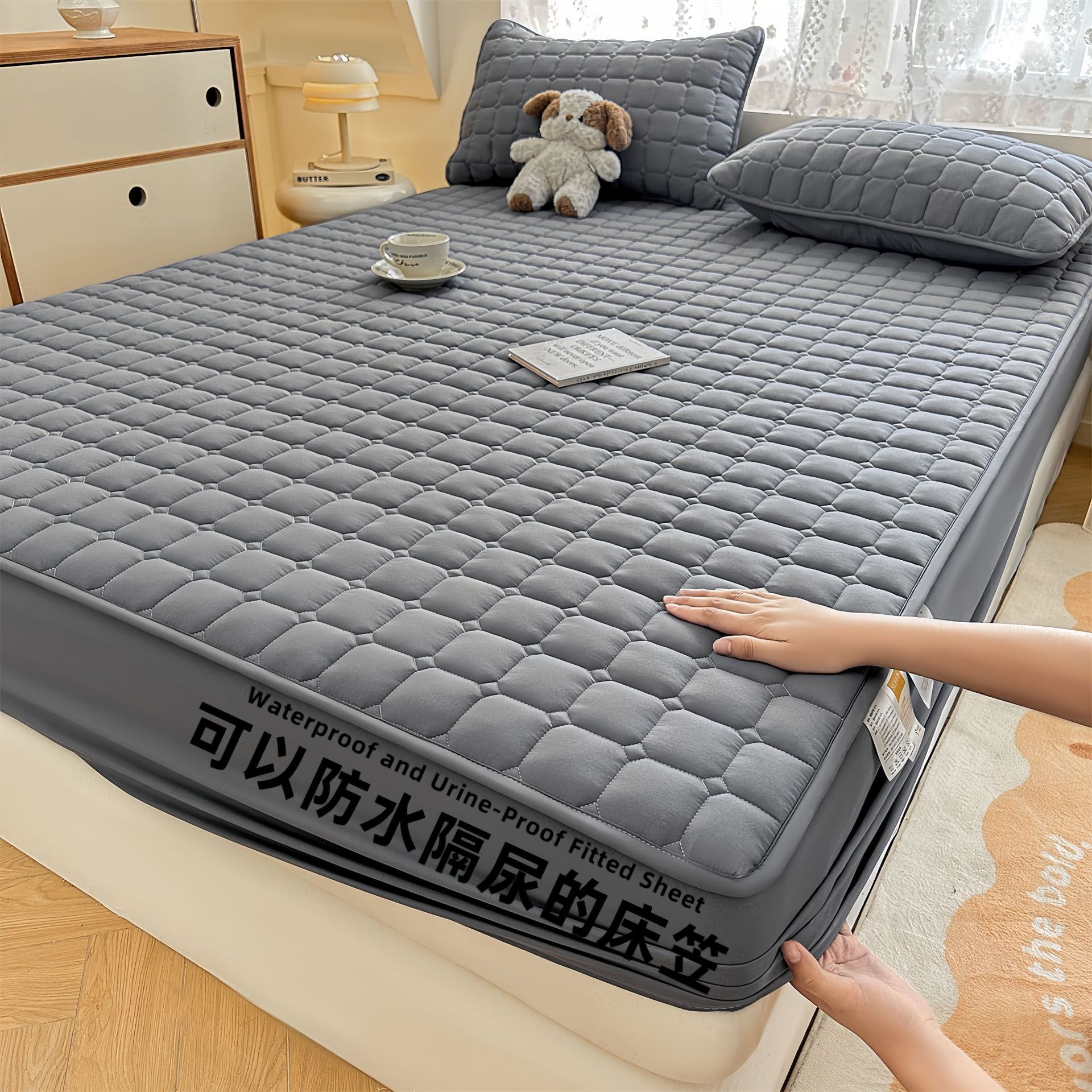 Madre e infante clase A cama antibacteriana Kasa verdadera algodón impermeable cubierta de cama diafragma cubierta de colchón cubierta de cama de algodón intercalada cubierta de cama de una sola pieza