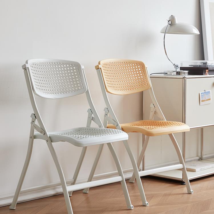 简易凳子塑料折叠椅家用餐椅便携办公椅电脑椅靠背椅会议室培训J^