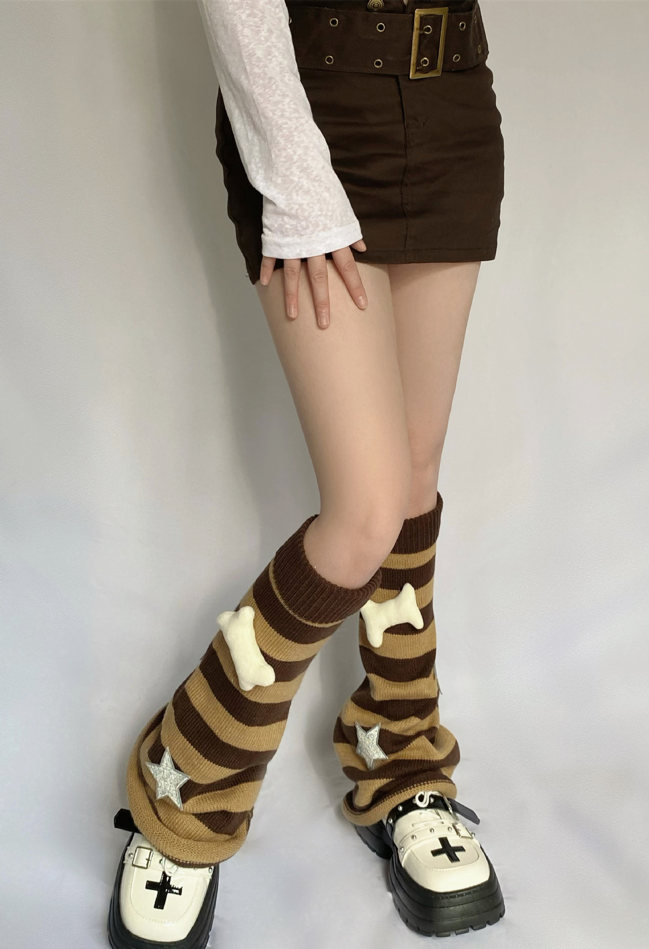 Title 1, Calzini larghi a maglia scura da donna Bone Sta...