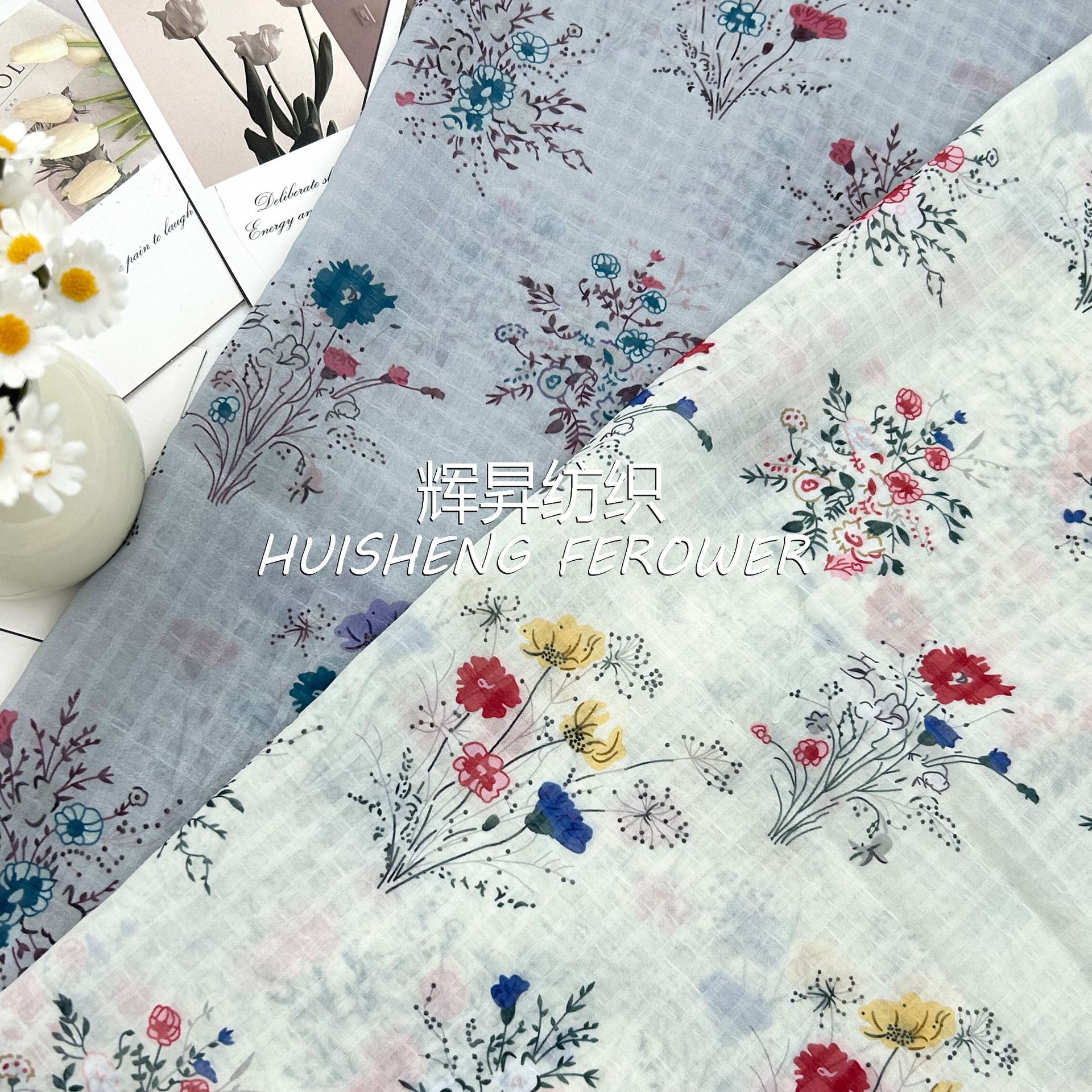 新款春夏 格子提花布 环保数码印仙女连衣裙旗袍家纺面料现货批发