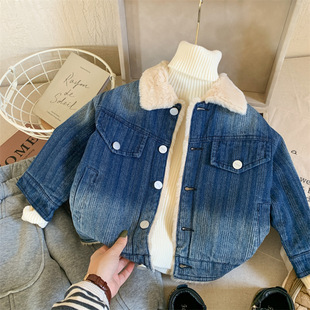 Качественная зимняя джинсовая куртка подходит для мужчин и женщин, увеличенная толщина, детская одежда, в корейском стиле, оптовые продажи