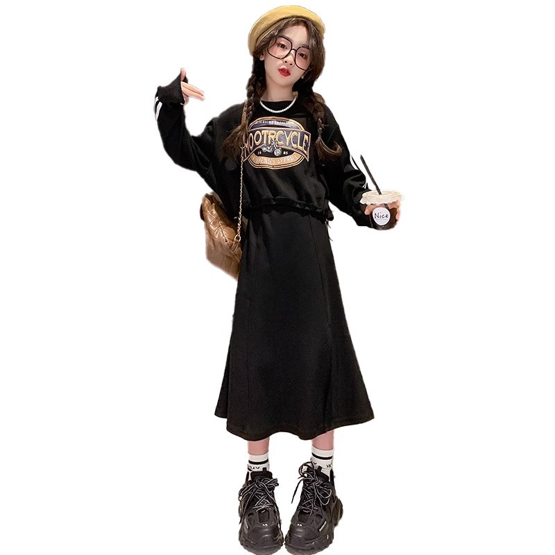 Meedercher Set 2023 New Style Large Wear Fashionable Western Hallef Rock Kanner Fréijoer an Hierscht Hoodie Trendy Kleeder_voghion.com