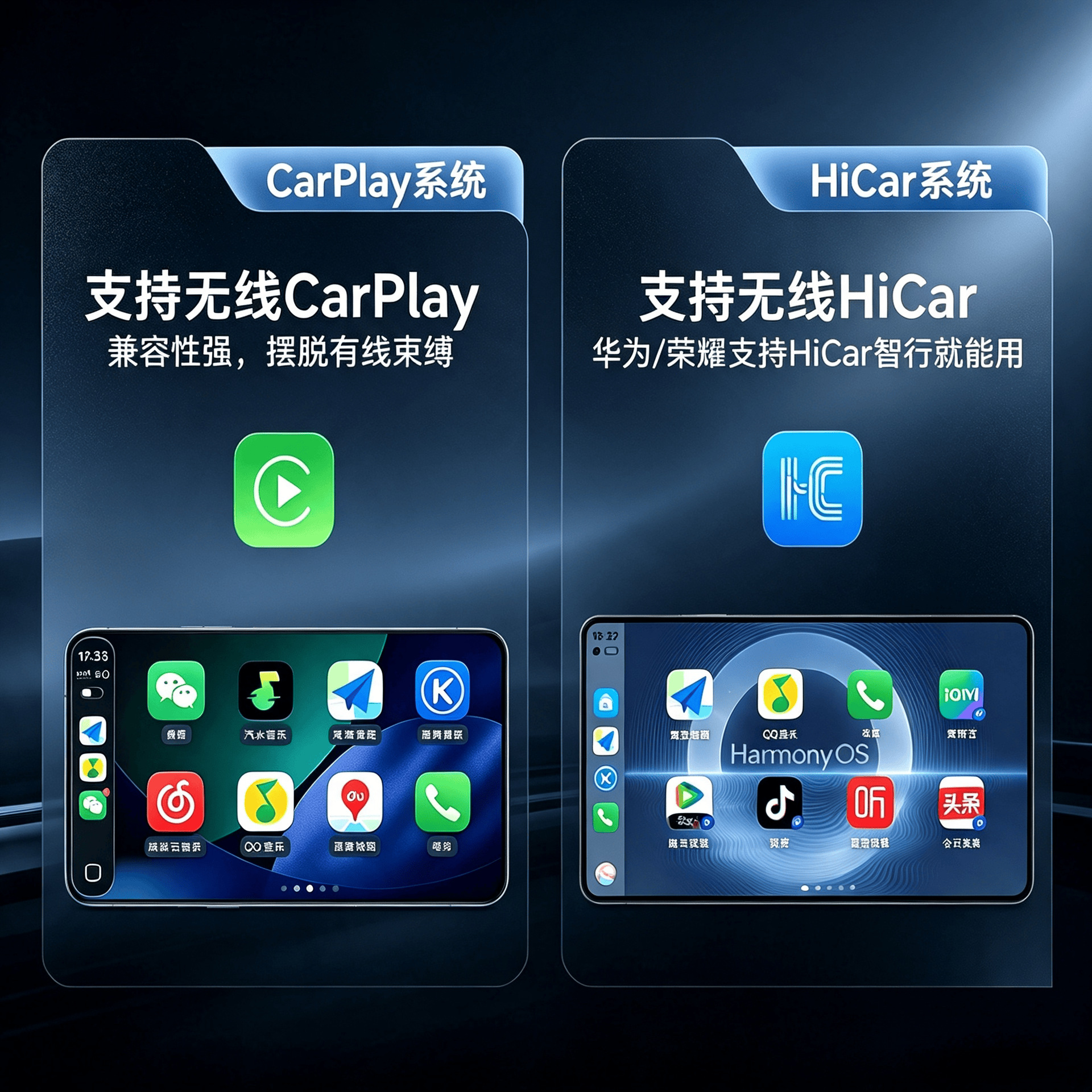 Suitable for domestic use, Huawei Hicar+ wireless Carplay box 2-in-1 for Audi, Volkswagen, and Mercedes-Benz vehicle connectivity