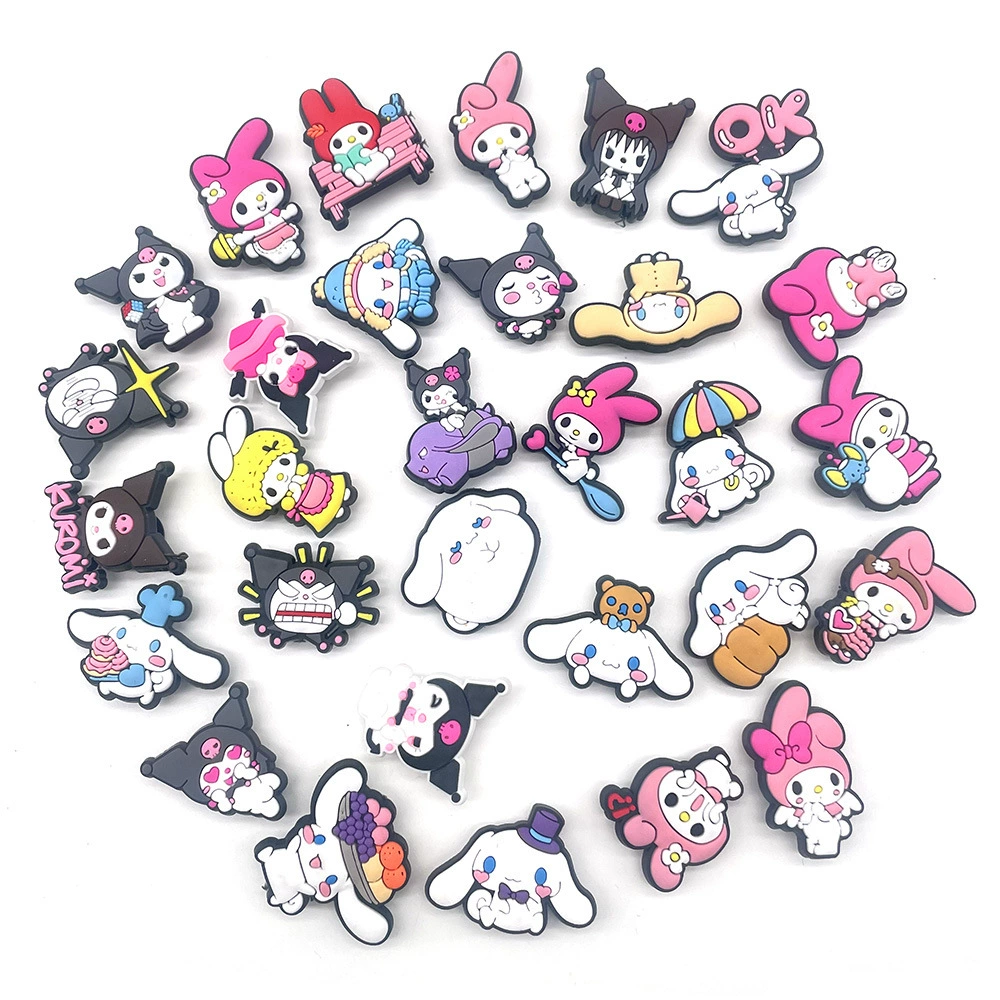 Подвески для обуви (Sanrio) Kuromi & My Melody Croc Jibbitz, assorted flower buckles, мультицветный набор