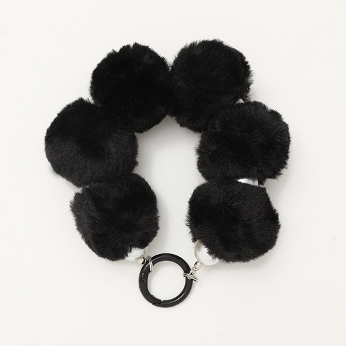 Autumn and winter new Korean version plush ball pendant handmade beaded mobile phone pendant short bracelet anti-lost chain for women
